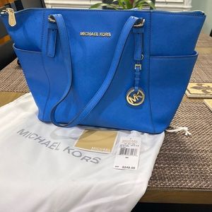 MK heritage blue leather tote